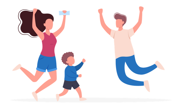 Happy family enjoying on vacation  イラスト
