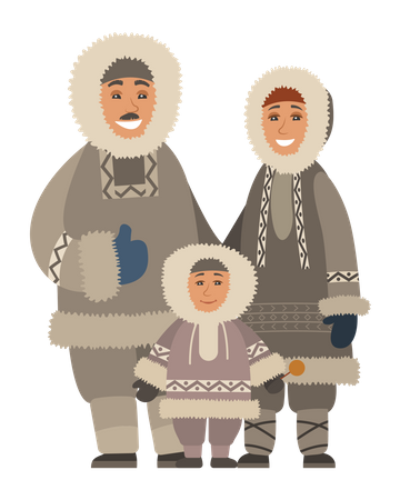Happy family enjoying winter  Illustration