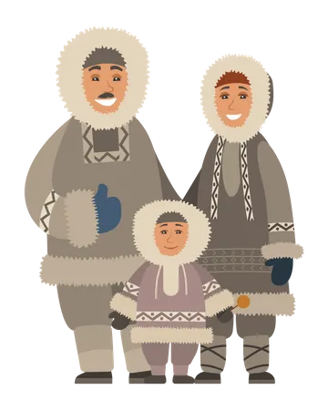 Happy family enjoying winter  Illustration
