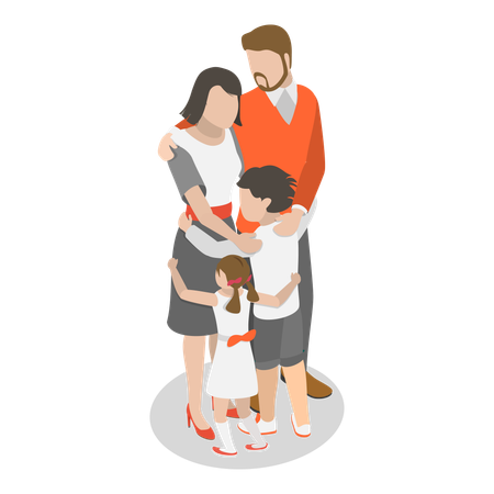 Happy family giving family hug  Illustration
