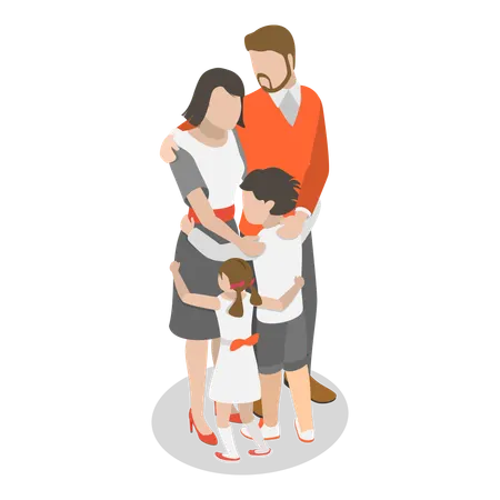 Happy family giving family hug  Illustration