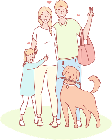 Happy family giving pose for photo  Illustration
