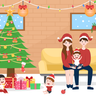 family in christmas illustrations