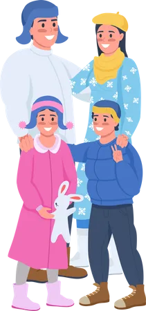 Happy family in cold weather Illustration