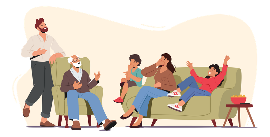 Happy Family Laughing Illustration