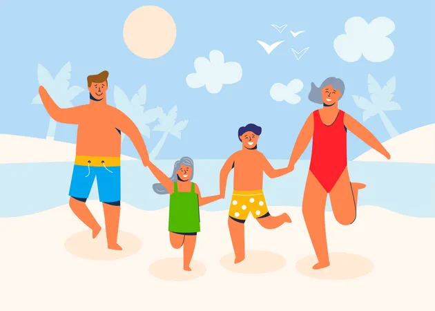 Happy family on summer vacation Illustration