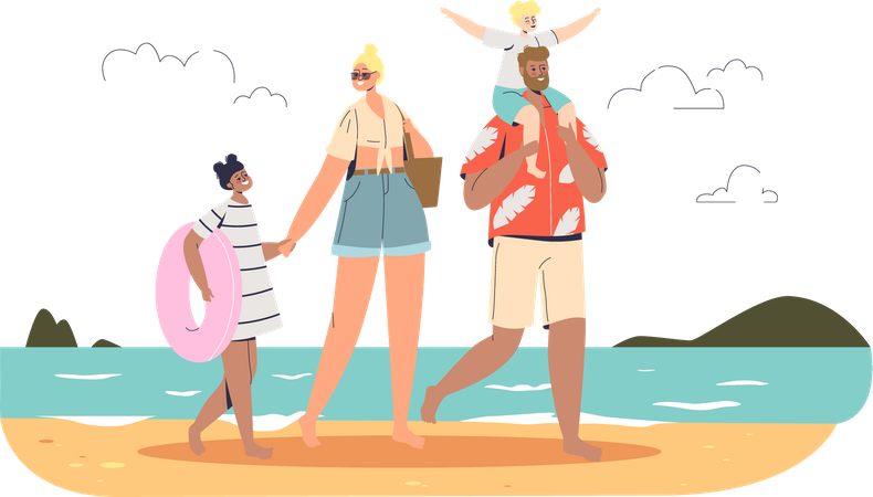 Happy family on vacation Illustration