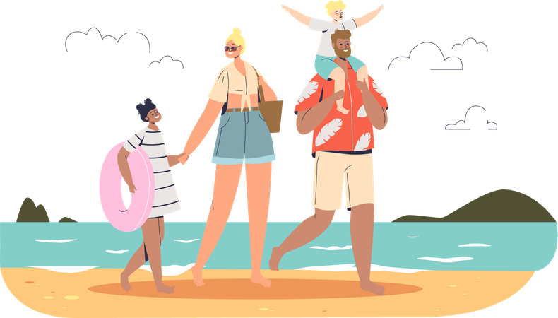 Happy family on vacation  Illustration