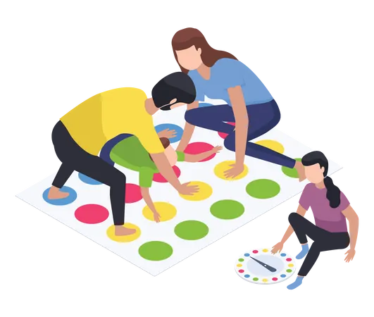 Happy family playing game  Illustration