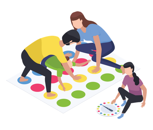 Happy family playing game  Illustration