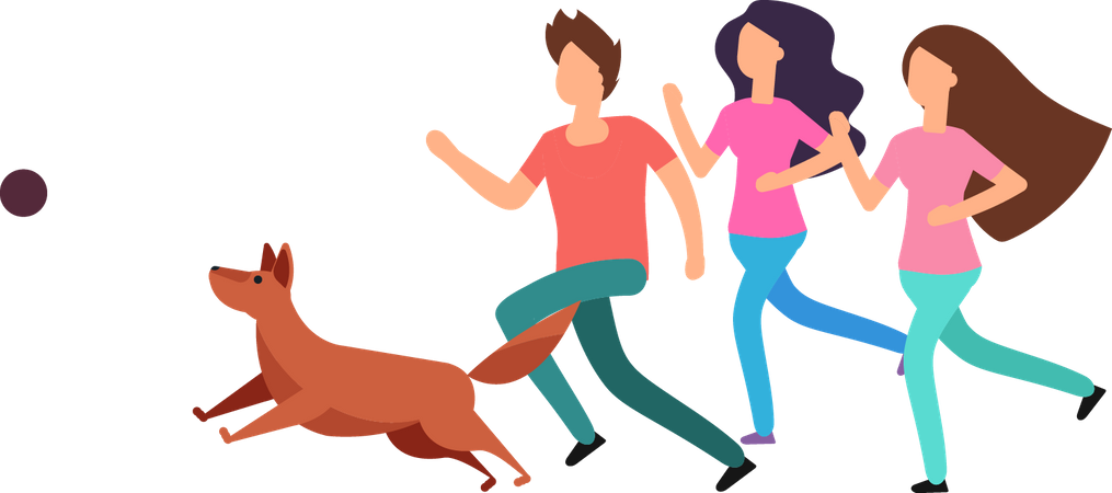 Happy Family playing with pet dog  Illustration