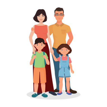 Happy Family posing together  Illustration