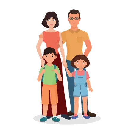 Happy Family posing together  Illustration