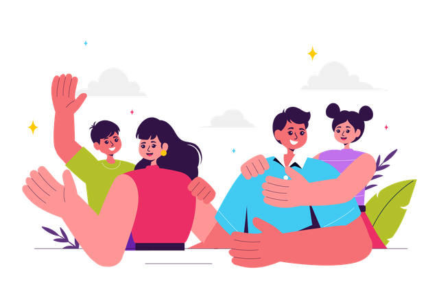 Happy Family spending time on vacation  Illustration