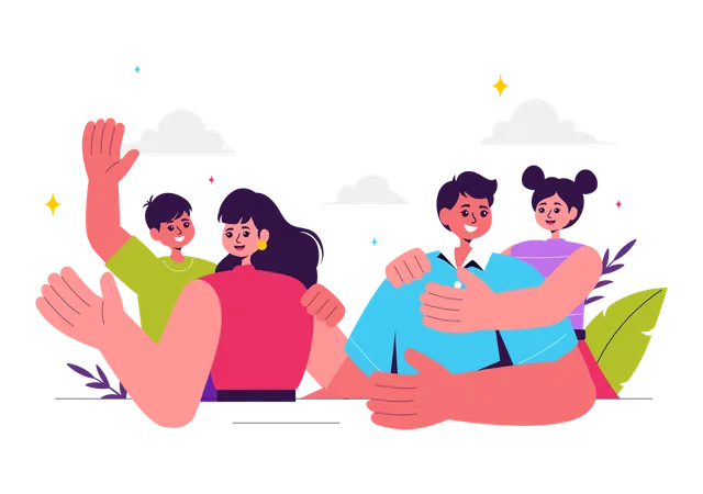 Happy Family spending time on vacation  Illustration