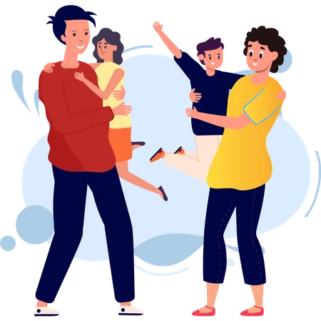 Happy family spending time together Illustration