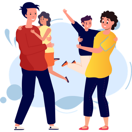 Happy family spending time together  Illustration
