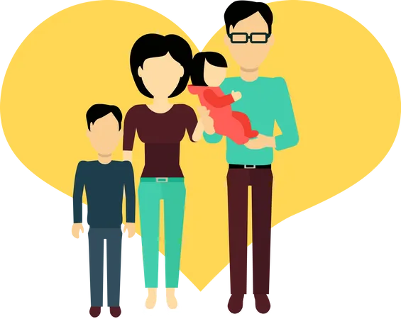 Happy Family Concept Banner Design Flat Style Young Family Man And A Woman With A Son And Baby Daughter Mother And Father With Child Happiness Lifestyle Vector Illustration Illustration