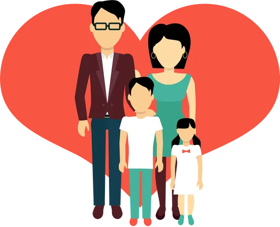 Happy Family Standing  Illustration