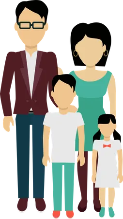 Happy Family Concept Banner Design Flat Style Young Family Man And A Woman With A Son And Daughter Mother And Father With Child Happiness Lifestyle Vector Illustration Illustration