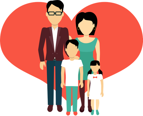 Happy Family Standing  Illustration