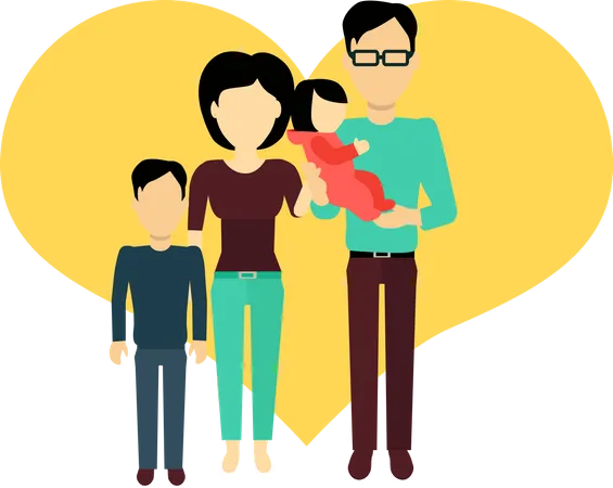 Happy Family Standing  Illustration