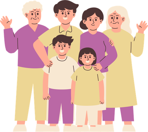 Happy Family standing  Illustration