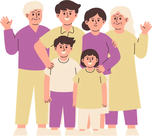 Happy Family standing  Illustration
