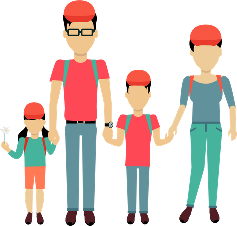 Happy Family Standing  Illustration