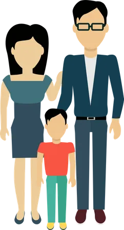 Happy Family Standing  Illustration