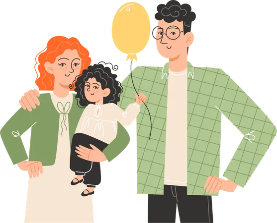 Happy Family Are Standing Next To Each Other Illustration