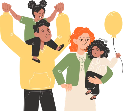 Happy International Family Are Standing Next To Each Other Illustration