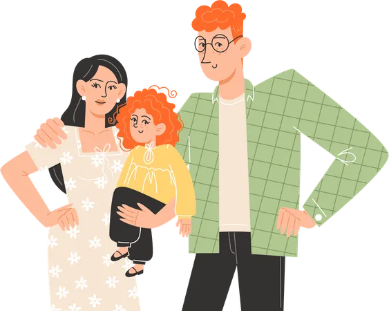 Happy Family Are Standing Next To Each Other Illustration