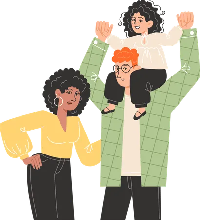 Happy family standing next to each other  Illustration