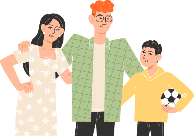 Happy family standing next to each other  Illustration