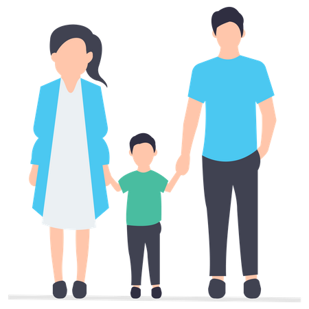 Happy family standing together Illustration