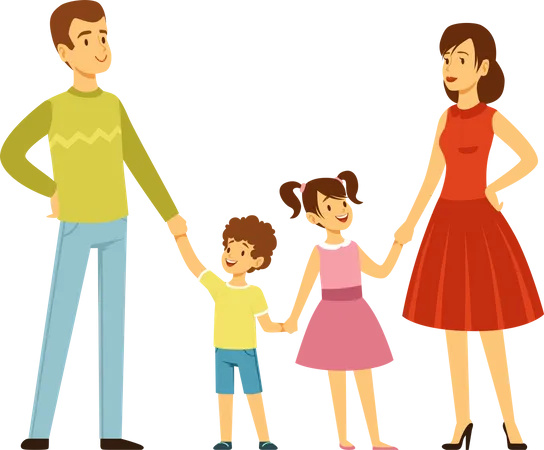 Happy family standing together Illustration