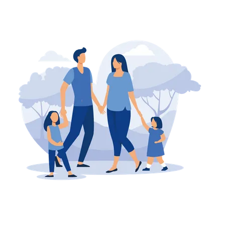 Happy family standing together  Illustration