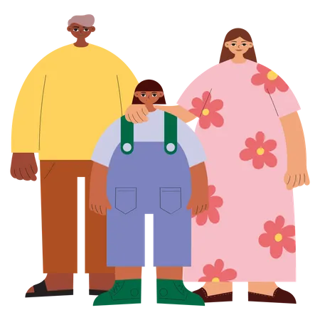 Happy family standing together  Illustration