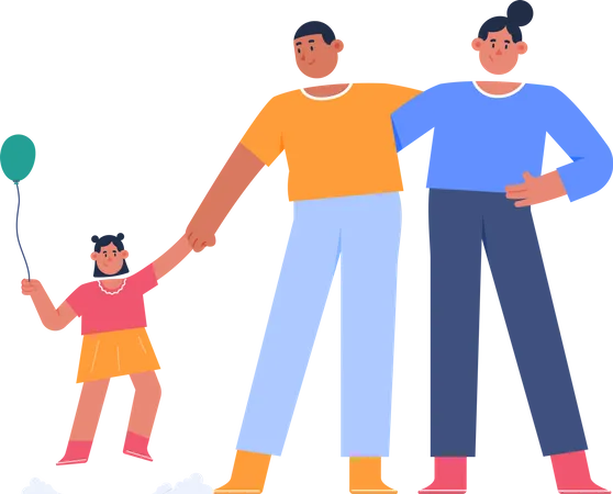 Happy family standing together  Illustration