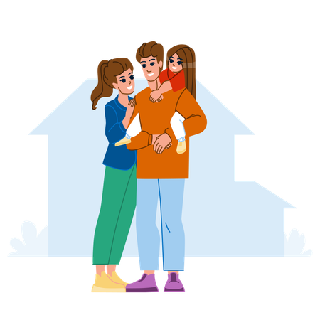 Happy family togehter  Illustration