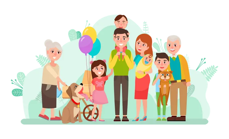 Happy family together  Illustration