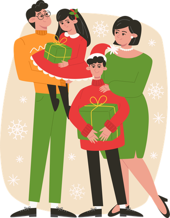 Happy family together at Christmas  Illustration