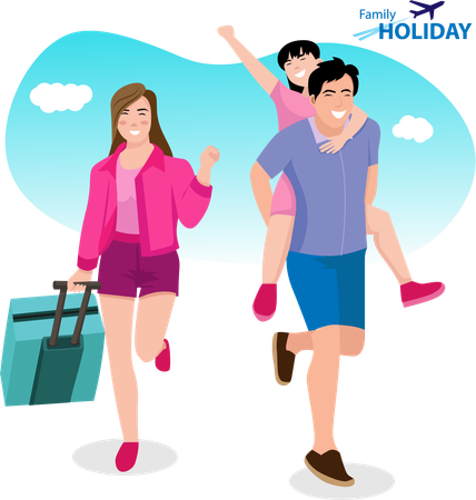 Happy Family travel together  Illustration