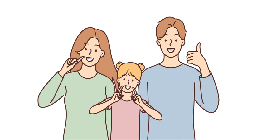 Happy family with good teeths  Illustration