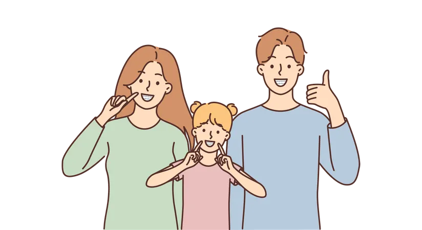 Happy family with good teeths  Illustration