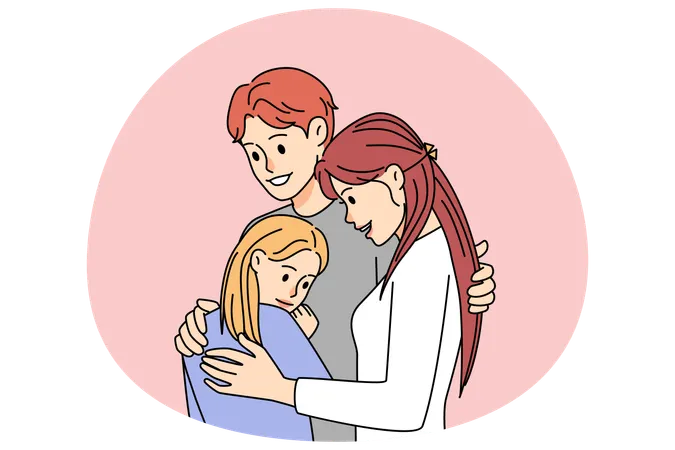 Happy family with kid hugging  Illustration