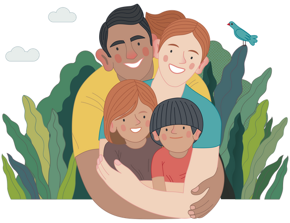 Happy family with kids Illustration