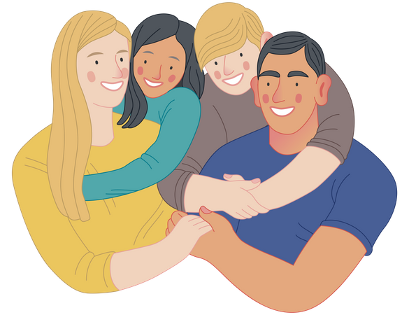 Happy Family With Kids Illustration