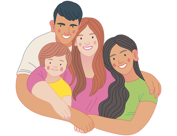 Happy Family With Kids Illustration